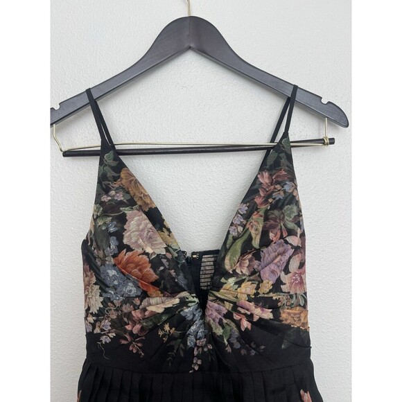Zimmermann Pavilion V Neck Mini Dress in Black Multi Floral Linen Silk AU 1 US 6 - Picture 9 of 16